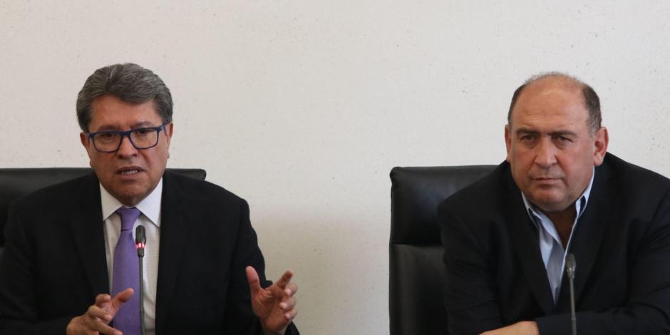 El senador Ricardo Monreal y el diputado Rubén Moreira, presidentes de la Junta de Coordinación Política del Senado de la República y de la Cámara de Diputados respectivamente.