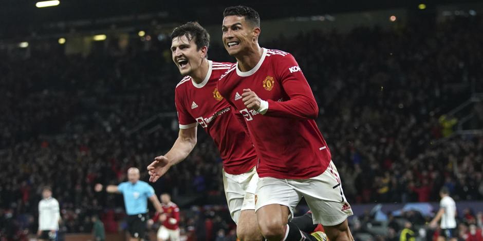 Cristiano Ronaldo celebra con Harry Maguire un gol del Manchester United en la Champions League el pasado 20 de octubre.