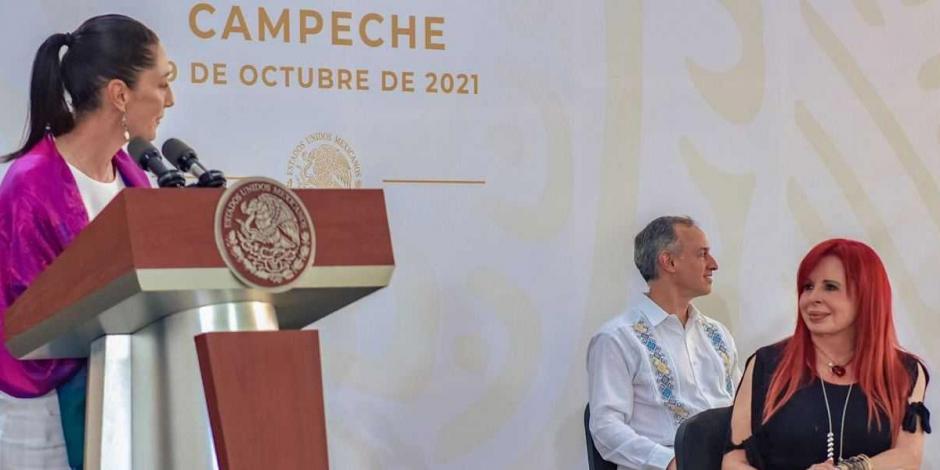Claudia Sheinbaum estuvo presente en la conferencia matutina de AMLO en Campeche, donde estuvo la gobernadora Layda Sansores.