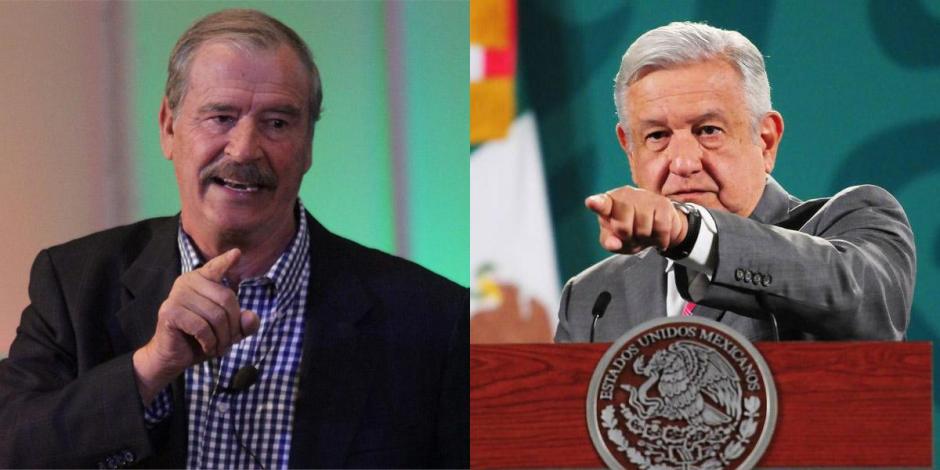 Presidente López Obrador (der.) acusó de hipócrita al expresidente Vicente Fox (izq.).