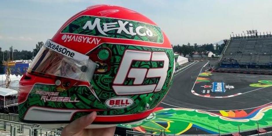 George Russell mostró el casco que usará en el GP de México de la F1