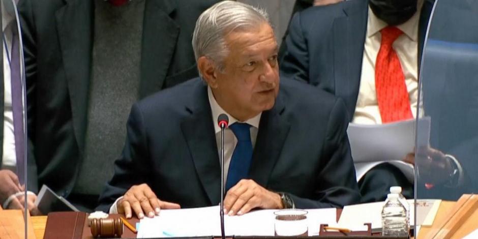 Andrés Manuel López Obrador, Presidente de México, ofreció un discurso ante el Consejo de Seguridad de la ONU, donde propuso un "Plan Mundial de Fraternidad y Bienestar"