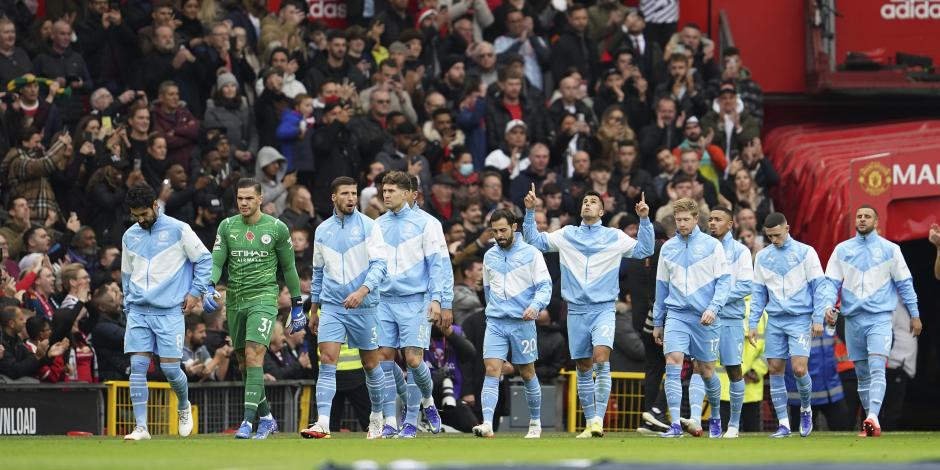 Futbolistas del Manchester City, previo a su partido contra el Manchester United, el pasado 6 de noviembre.