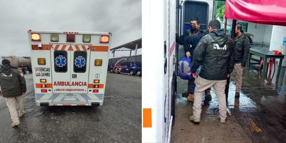 Los migrantes se encontraban hacinados dentro de la ambulancia.