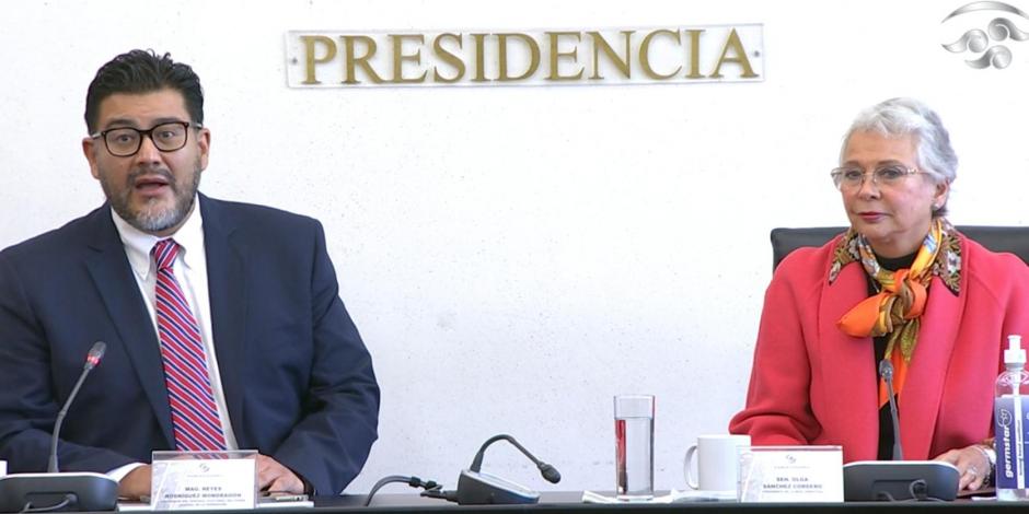 Olga Sánchez Cordero durante la firma del "Convenio de colaboración entre el Tribunal Electoral del Poder Judicial de la Federación y el Senado de la República"