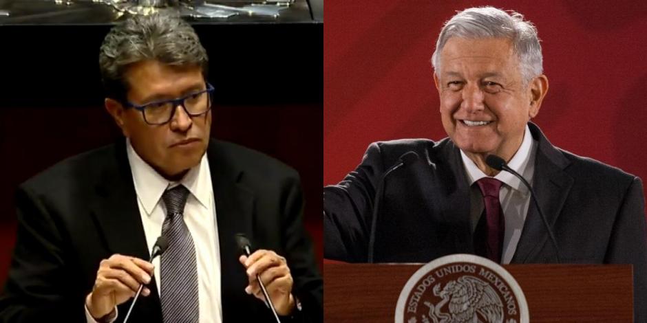 Ricardo Monreal, coordinador de Morena en el Senado y el Presidente Andrés Manuel López Obrador.