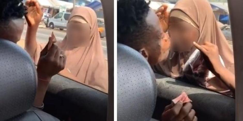 Un hombre ofreció un billete a una mujer en situación de calle, a cambio de simular un beso