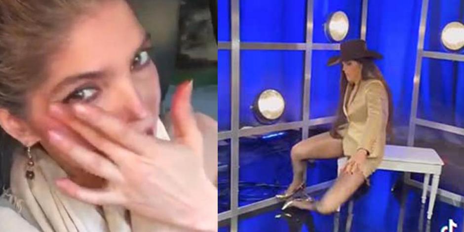 Ana Bárbara sufre épica caída en una sesión de fotos en minifalda
