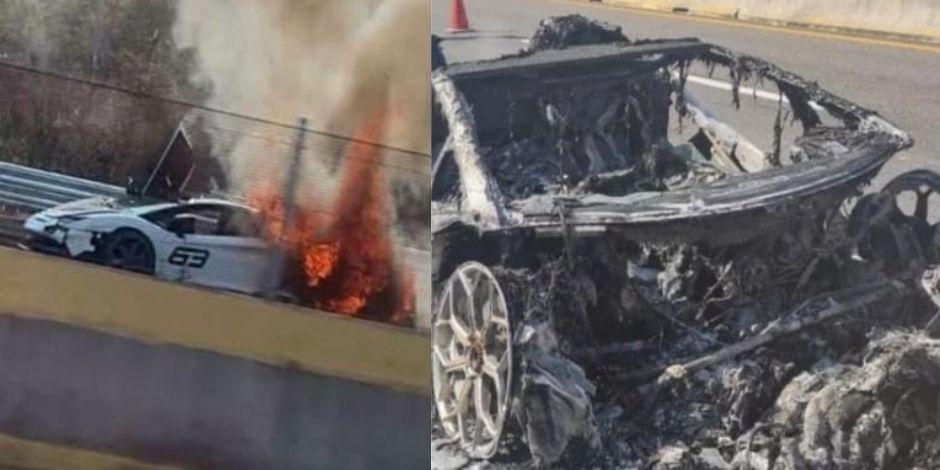 Lamborghini se estrelló y prendió en llamas en la Autopista del Sol.