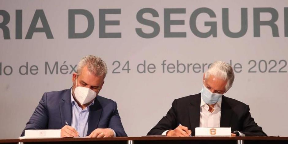 Los gobernadores del Estado de México, Alfredo Del Mazo Maza, y Michoacán, Alfredo Ramírez Bedolla, firmaron el Convenio de Colaboración en Materia de Seguridad