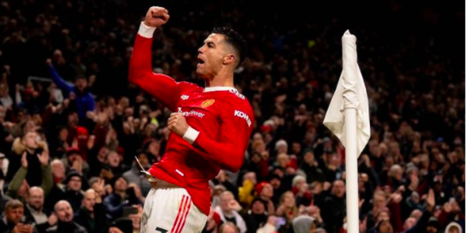 Cristiano Ronaldo celebra un gol con el Manchester Unites en la Premier League.