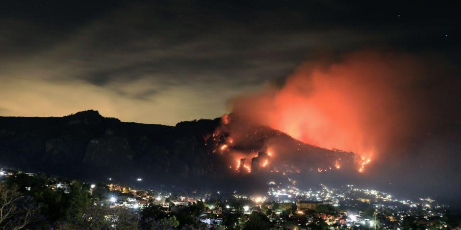 Esta semana se registró un incendio en el paraje conocido como "Los Corredores", en el cerro del Tepozteco, Morelos.