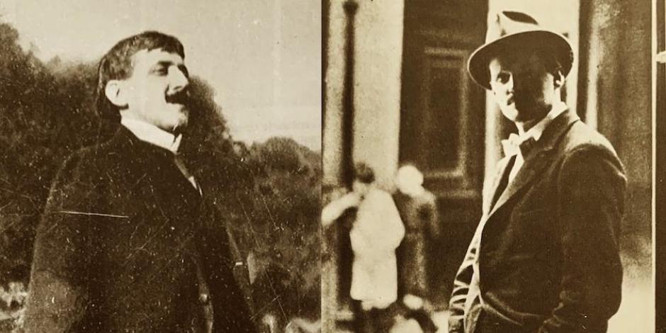Marcel Proust (1871-1922) y James Joyce en la libreria Shakespeare and Company.
