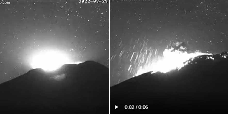 Así sorprendió el Popocatépetl con explosión esta noche (VIDEO)