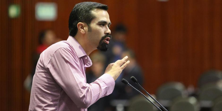 Jorge Álvarez Maynez, diputado de Movimiento Ciudadano, durante una sesión ordinaria en la Cámara de Diputados