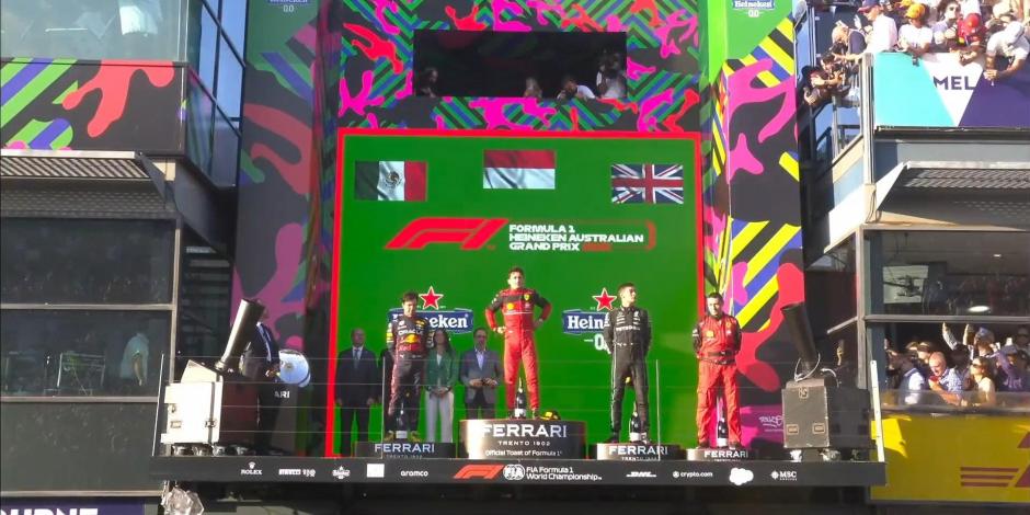 Charles Leclerc, Checo Pérez y George Russell conformaron el podio en el Gran Premio de Australia de F1.