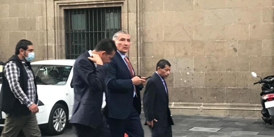 Adán Augusto López, secretario de Gobernación, en su llegada a Palacio Nacional.