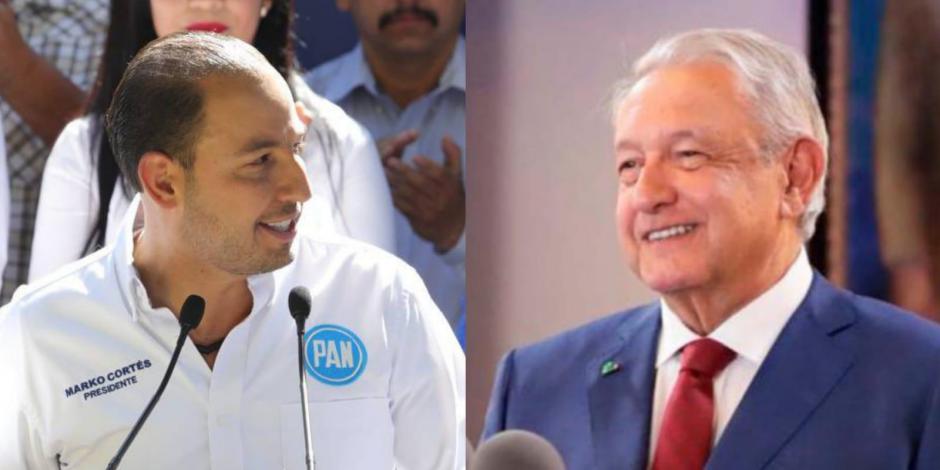 Marko Cortés, presidente del PAN (Izq.) y Andrés Manuel López Obrador, Presidente de México (Der.).