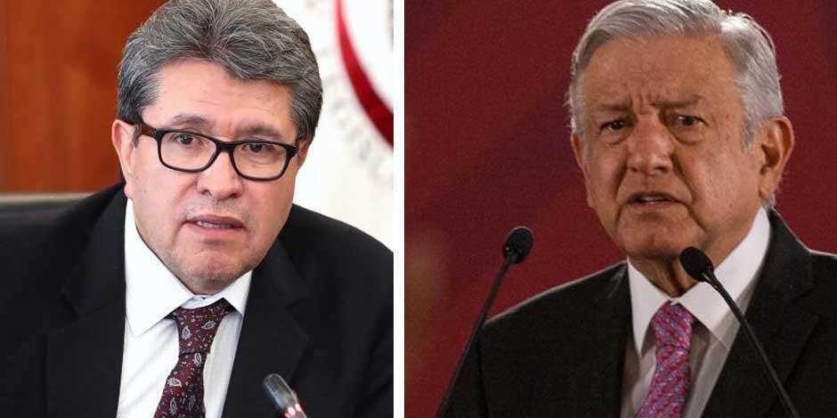 Ricardo Monreal (izq.) y el Presidente López Obrador (der.).