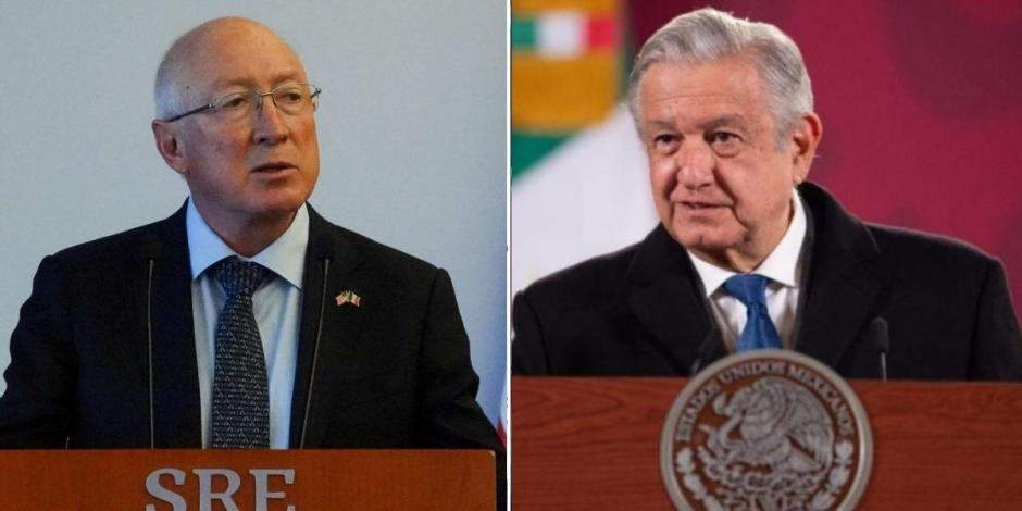El presidente López Obrador (der.) y Ken Salazar (izq.) dialogaron nuevamente.