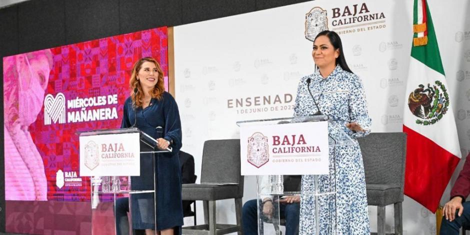 Marina del Pilar, gobernadora de Baja California (izq.) y Ariadna Montiel Reyes. secretaria de Bienestar (der.).