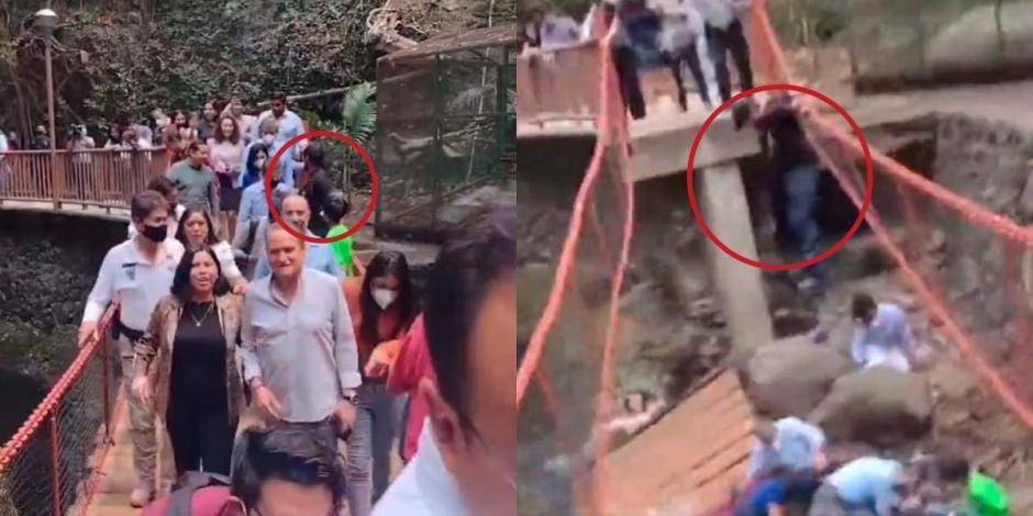 Un sujeto brincó sobre el puente antes de que éste se colapsara
