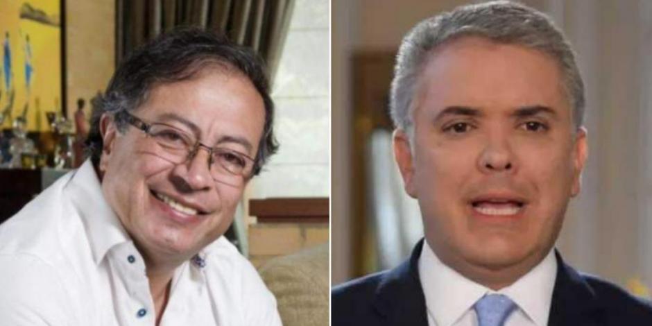De izquierda a derecha: Gustavo Petro, presidente electo de Colombia, e Iván Duque, actual mandatario colombiano.