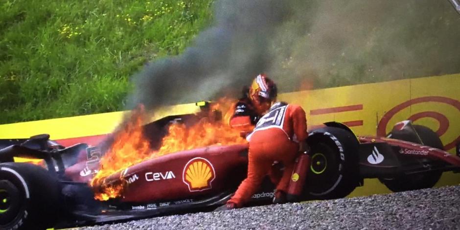 El carro de Carlos Sainz Jr. se prende en fuego en el Gran Premio de Austria de F1.