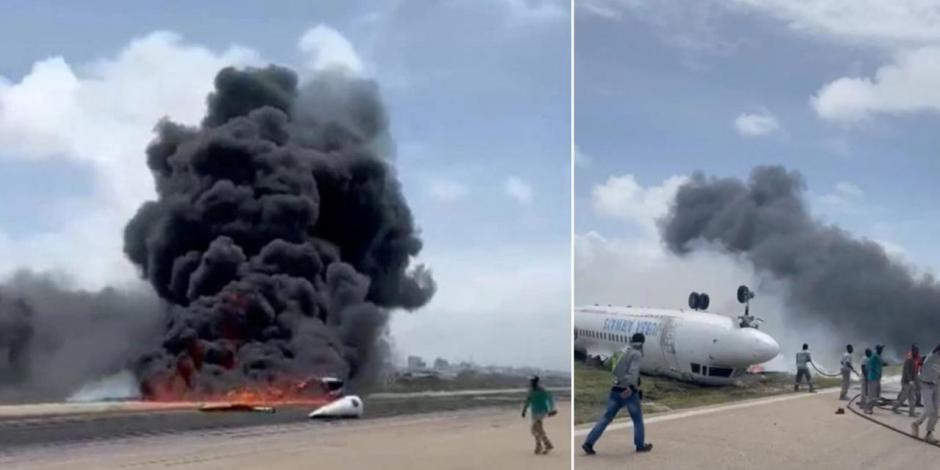 Los 36 pasajeros que viajaban a bordo del avión sobrevivieron; aeronave impactó en pista de aterrizaje de aeropuerto en Somalia.