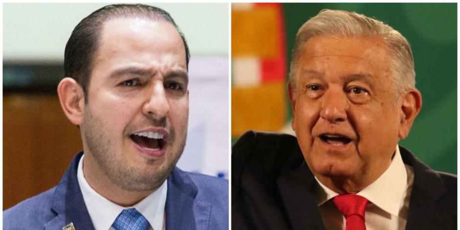 Marko Cortés, dirigente nacional del PAN (izq.) y el Presidente Andrés Manuel López Obrador (der.).