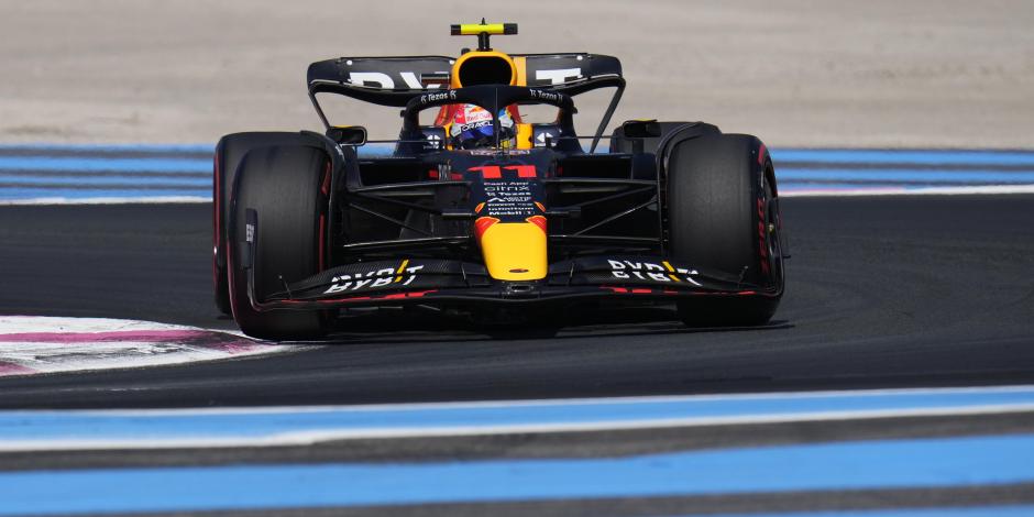 El monoplaza de Checo Pérez durante la clasificación del Gran Premio de Francia de F1.