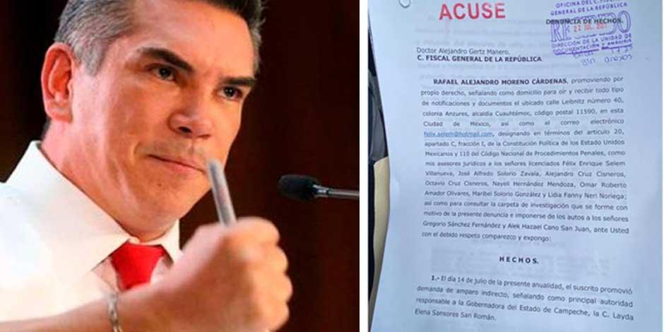 “Alito” Moreno presenta denuncia contra Layda Sansores