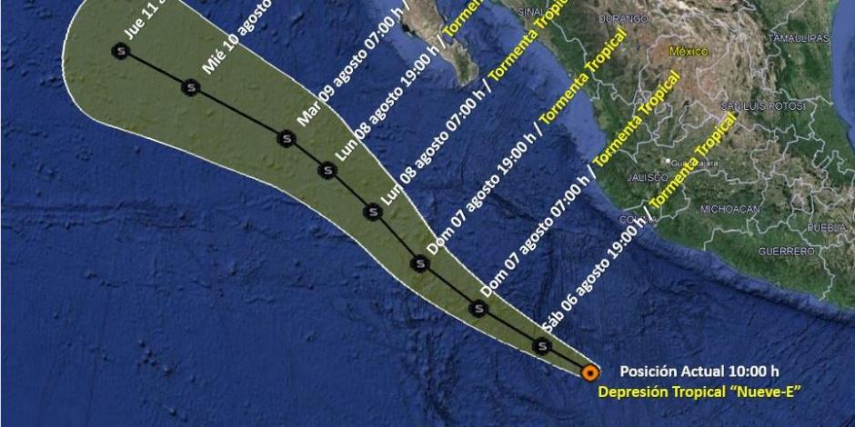 Se desarrolló la Depresión Tropical Nueve-E al sur de las costas de Colima y Jalisco.