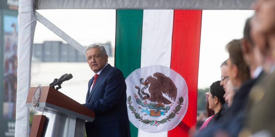 El Presidente López Obrador durante la conmemoración por los 212 años de inicio de la Independencia de México.