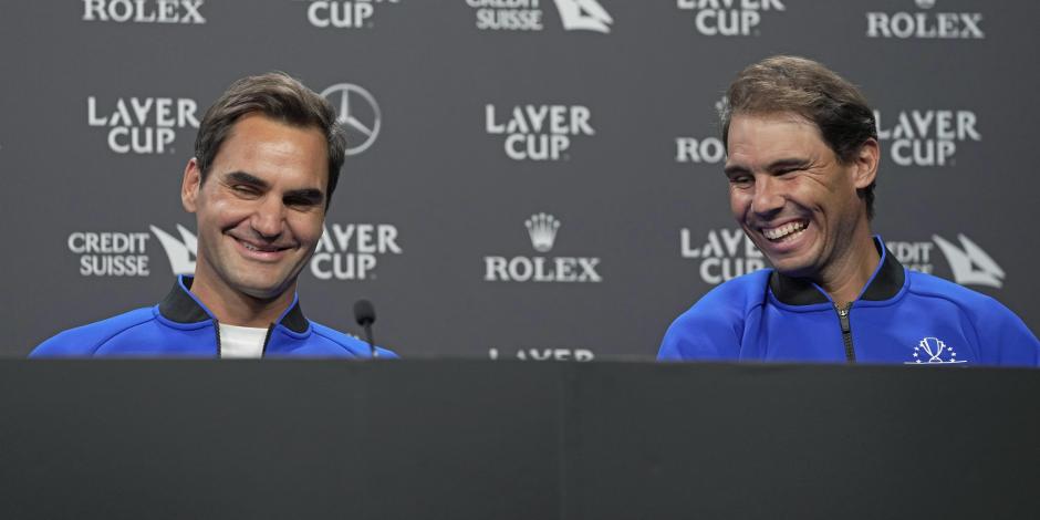 Roger Federer y Rafael Nadal en la conferencia de prensa previa a su partido en la Laver Cup.