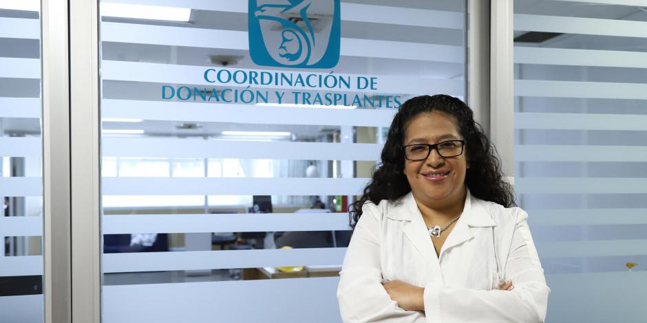 La doctora Érika Rivera Durón, jefa de área en la Coordinación de Donación y Trasplante de Órganos, Tejidos y Células del IMSS.