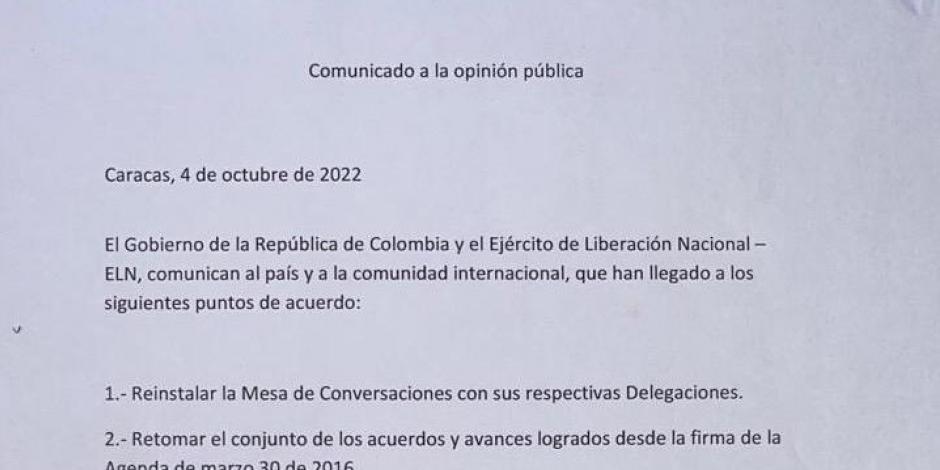 Administración de izquierda confirma acercamiento en Caracas.