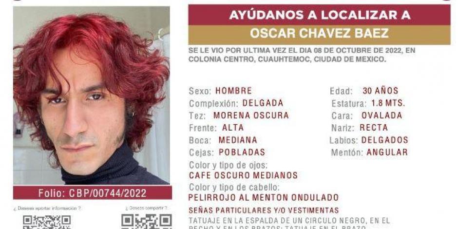 Oscar Chávez Baez, reportado como desaparecido el 8 de octubre