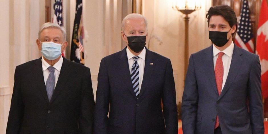 López Obrador, Joe Biden y Justin Trudeau, en la pasada reunión de la Cumbre de Líderes de América del Norte.