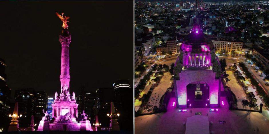 Monumentos de CDMX se iluminan de rosa por Día Mundial Contra el Cáncer de Mama (FOTOS).