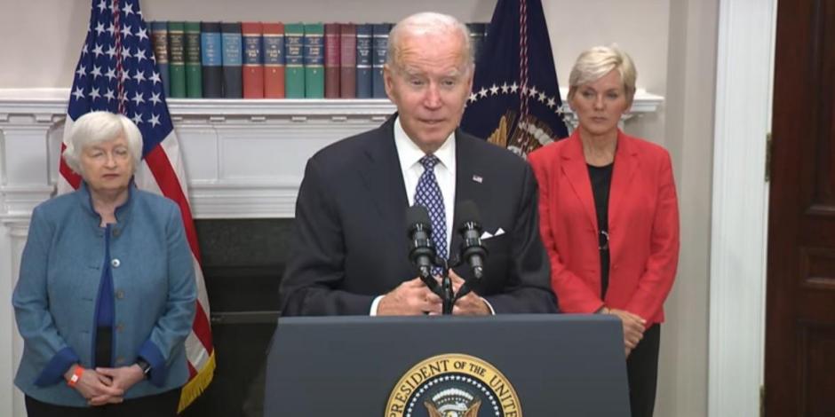 Joe Biden, presidente de Estados Unidos, durante conferencia de prensa este lunes.