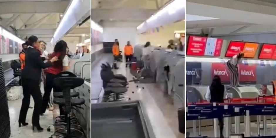 Mujer arremete contra personal de aerolínea Emirates en el Aeropuerto Internacional de la Ciudad de México, tras perder un vuelo.