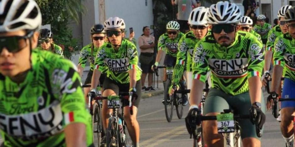 Participan más de dos mil ciclistas en el GFNY 2022 de Cozumel, Quintana Roo