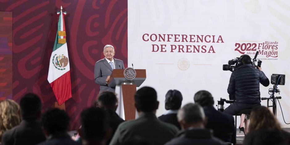 El Presidente Andrés Manuel López Obrador en conferencia de prensa.