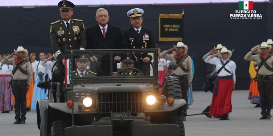 El Presidente Andrés Manuel López Obrador durante la ceremonia por el 112 aniversario de la Revolución Mexicana