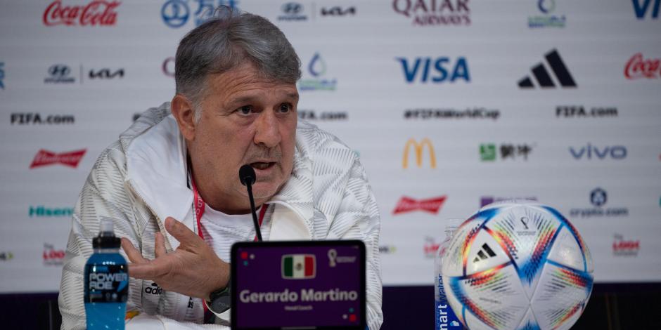 Gerardo Martino durante la conferencia de prensa de la Selección Mexicana previo al partido contra Arabia Saudita en el Grupo C de la Copa del Mundo Qatar 2022.