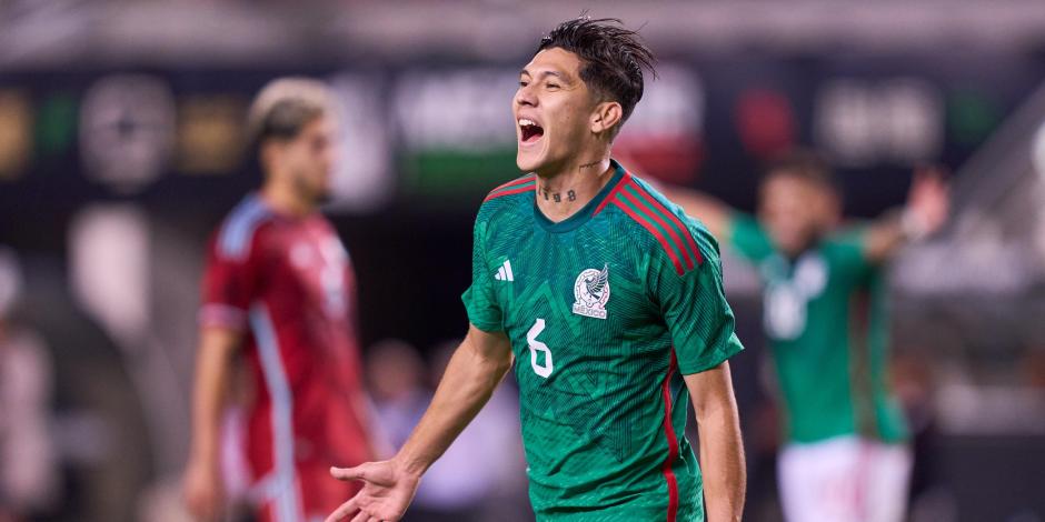 Gerardo Arteaga celebra su gol en el partido de la Selección Mexicana vs Colombia, amistoso rumbo a la Copa del Mundo Qatar 2022