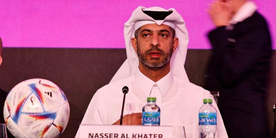 Nasser Al Khater, jefe del Comité Organizador de Qatar 2022, durante una conferencia de prensa.