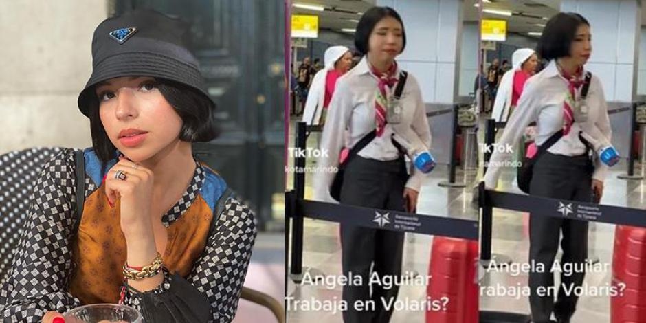 Ángela Aguilar tiene una doble y trabaja en el aeropuerto (VIDEO)