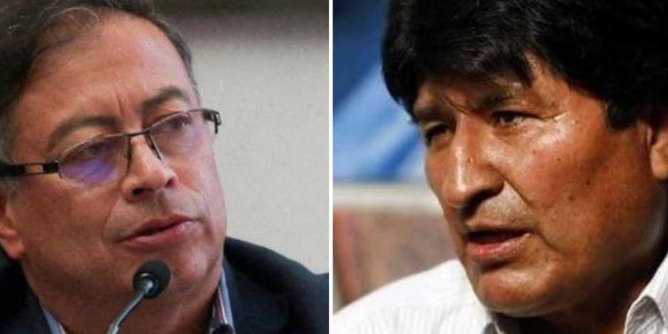 Gustavo Petro, presidente de Colombia (izq.) y Evo Morales, exmandatario de Bolivia (der.).